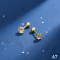 Pikkukuva 1 / 8: 1pari nappikorvakorut Crystal Ear Stud ruostumaton teräs Helix Ear A7