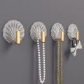 Pikkukuva 2 / 8: Läpinäkyvät pyyhekoukut Shell Style seinäkoukku keittiön kylpyyn 4PCS