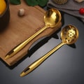 Miniatyrbillede 6 af 8: Utæt ske Rustfrit stålske Hot Pot Restaurant øseske Cook Gold 2