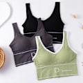 Pikkukuva 3 / 5: Seksikäs naisten urheilujoogarintaliivit Push Up Bralette hengittävät saumat Gray