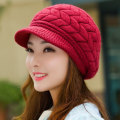 Miniatyrbillede 1 af 9: Kvinder Strikket Hue Vinter Varm Strikket Baggy Beret Beanie Hat Wine red