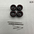 Miniatyrbillede 1 af 8: 1 sæt 1/64 model bilhjul med gummidæk Modificerede dele Ve B29 5Claws Red
