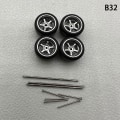 Pikkukuva 1 / 8: 1 set 1/64 mallin auton pyörät kumirenkailla muokatut osat Ve B32 5Claws Silver