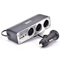 Miniatyrbillede 2 af 7: Sort 3 Ways Multi Socket Car Lighter Splitter USB Oplader
