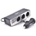 Pikkukuva 2 / 7: Musta 3 Ways Multi Socket auton sytyttimen jakaja USB laturi