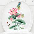 Miniatyrbilde 8 av 8: WC Stickers Toalett Floral Wall Sticker For Bad Toalett Lokk H