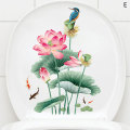 Miniatyrbillede 8 af 8: WC Stickers Toilet Blomster Wall Sticker Til Badeværelse Toilet Låg G