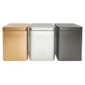 Miniatyrbillede 5 af 8: 1 stk tedåser Firkantet metalemballage Opbevaringsboks Etui Lille dåse Silver 11cm