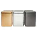 Pikkukuva 5 / 8: 1kpl Teepurkit Neliömäinen Metallipakkaus Säilytyslaatikko Case Pieni Pelti Silver 16.7cm