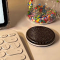 Miniatyrbillede 4 af 8: e Chokoladekageformet rund lommespejl Mini Foldbar Mak Black
