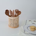 Miniatyrbillede 4 af 5: Rattan sticks Opbevaring Håndlavede ske Organizer Holder blyanter O A