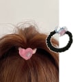 Pikkukuva 3 / 8: e Heart Pendent Hiusköydet paksusuolen ympyrä ponytail Scru Black