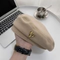 Miniatyrbilde 1 av 8: Bomull Dame Berets Vinterluer Høst Vinter Street Åttekantet Beige