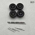 Miniatyrbillede 1 af 8: 1 sæt 1/64 model bilhjul med gummidæk Modificerede dele Ve B23 fork Black
