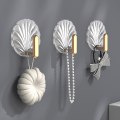 Pikkukuva 6 / 8: Läpinäkyvät pyyhekoukut Shell Style seinäkoukku keittiön kylpyyn 4PCS