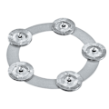 Miniatyrbillede 3 af 5: Trommebækkener Hi Hat Tambourin Trommesæt Tromme Stålklokker Percus Silver