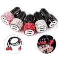 Miniatyrbilde 3 av 5: Kvinner Krystall Dual USB Port Bil Rask Rhinestones Bling Lader PK1