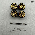 Pikkukuva 1 / 8: 1 set 1/64 mallin auton pyörät kumirenkailla muokatut osat Ve B33 10Claws Gold