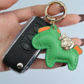 Miniatyrbillede 5 af 8: Læder Charms Bag Vedhæng Nøglering Tegnefilm Heste Nøglering e An Blue