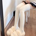 Miniatyrbilde 2 av 8: Høst/vinter fortykkede knesokker i bomull Pure Color Vertical S White