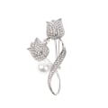 Miniatyrbilde 1 av 5: 1 Stk Brosje Rhinestone Tulip Flower Brosje Anti-refleks Brosje Col Silver