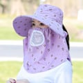 Miniatyrbild 5 av 8: Kvinnlig sommarsolhatt UV-skydd Avtagbar Face Mesh Neck Fl Blue