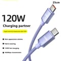 120W USB C till typ C-kabel för IPhone 15 Pro Max 13 Oneplus PO Purple-25cm