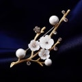 Miniatyrbillede 3 af 6: Blomster Brocher Mode Pins Kvinder Vintage Pearl Broche Tøj