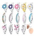 Miniatyrbillede 2 af 8: Blomst sommerfugl hjerte form navle ring Rhinestones Nave A3