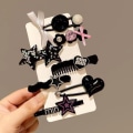 Miniatyrbillede 1 af 5: 7 stk Rhinestone Bowknot Hjerte Stjerne Hårnål Dame pandehår Side Cli A2