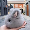Miniatyrbillede 6 af 8: Imiter Bunny Fur Hairball Mini Tasker Ophæng vedhæng Nøglering A3