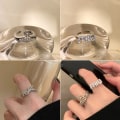 Miniatyrbillede 2 af 8: Punk Style Mousserende Rhinestone Planet Bogstaver Ring Åbning Adj A
