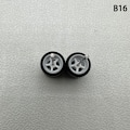 Miniatyrbillede 1 af 8: 1 sæt 1/64 model bilhjul med gummidæk Modificerede dele Ve B16 5Claws White