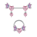 Miniatyrbilde 6 av 8: Hjerteformede vinger Rustfritt stål Nesestuds Belly Nipple Ring A3