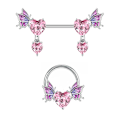 Miniatyrbilde 6 av 8: Hjerteformede vinger Rustfritt stål Nesestuds Belly Nipple Ring A4