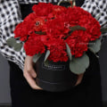 Miniatyrbild 5 av 5: Blommalåda 12 cm rund kartong presentförpackning Bröllopsfest Rose F Black