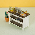 Miniatyrbillede 5 af 8: 1:12 Dukkehus Miniature Skrivebord Dobbeltlags Opbevaringsbordsmøbel Apricot