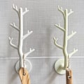 Miniatyrbilde 5 av 8: Grenkrok Veggdekor Nøkkelholder Organer Oppbevaring Sticky Hooks White