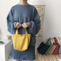 Miniatyrbillede 2 af 8: Madpose Fløjlslærred Madkasse Picnic Tote Bomuldsklud Sm Light green