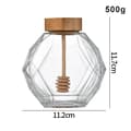 Honungsburk Hexagonal Glas Honungsflaska Med Träomrörare 500g