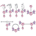 Miniatyrbilde 3 av 8: Hjerteformede vinger Rustfritt stål Nesestuds Belly Nipple Ring A3