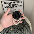 Miniatyrbillede 1 af 8: Elegant Luksus Stof Camellia Brocher Flower Badge Pin Vintag Black