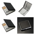 Miniatyrbillede 2 af 8: Klassisk læder- og legeringskasse Æske Metalholder Cigarer Container black