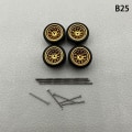 Miniatyrbild 1 av 8: 1 Set 1/64 modellbilhjul med gummidäck Modifierade delar Ve B25 fork Gold