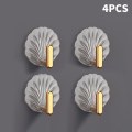 Pikkukuva 1 / 8: Läpinäkyvät pyyhekoukut Shell Style seinäkoukku keittiön kylpyyn 4PCS