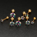 Miniatyrbillede 4 af 8: 1 STK Små ørestikker Bruskøreringe Farverig skinnende mode J Gold 3MM
