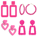 Miniatyrbillede 3 af 8: Barbie Pink Øreringe Rose Rød Geometriske Alsidige Øreringe Holi 4