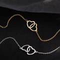 Miniatyrbillede 4 af 8: Enkelt dobbelt hjerte vedhæng Choker halskæde Guld Sølv Farve C Gold