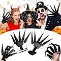 Miniatyrbillede 2 af 8: Halloween artikulerede fingre skelet hånd cosplay handske spøgelse Black Right