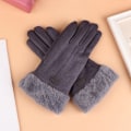 Miniatyrbillede 1 af 8: Kvinder Handsker Furry Varme Luffer Fuld Finger Vanter Damer Outdoor Gray